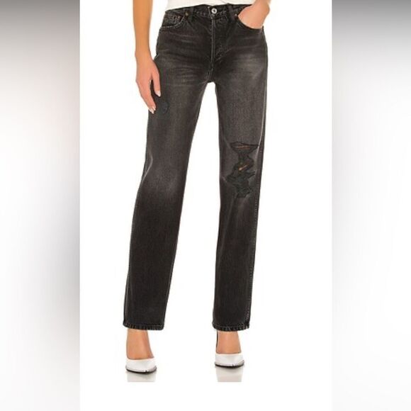 Re/Done Originals High Rise Loose Straightl in Worn In Black size 25 - Picture 1 of 13